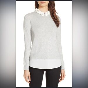 Ted Baker Nansea Floral Collar Layered Sweater, Size 4 (US 10)
